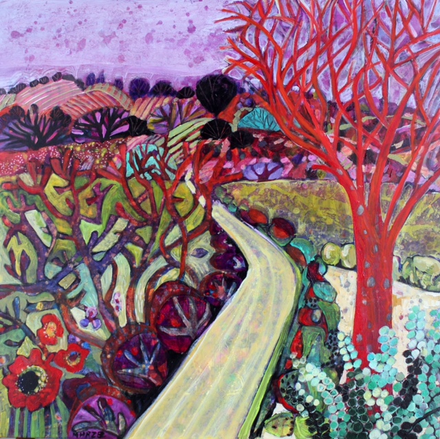 Winding road Acrylic on canvas 61x61cm £1040 framed