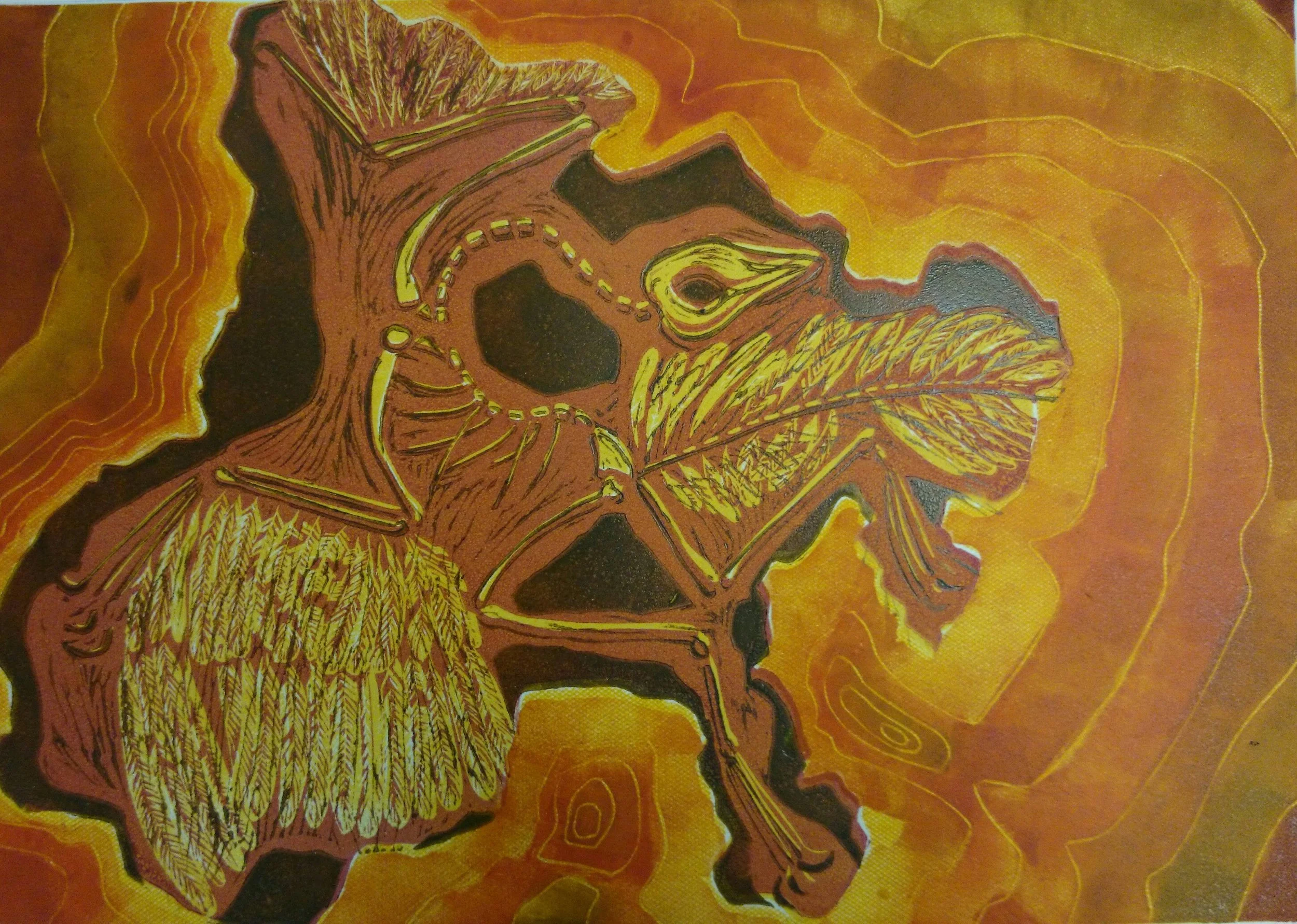 What Good is Armour when you want to Fly Linocut 30 x 41 cms £440