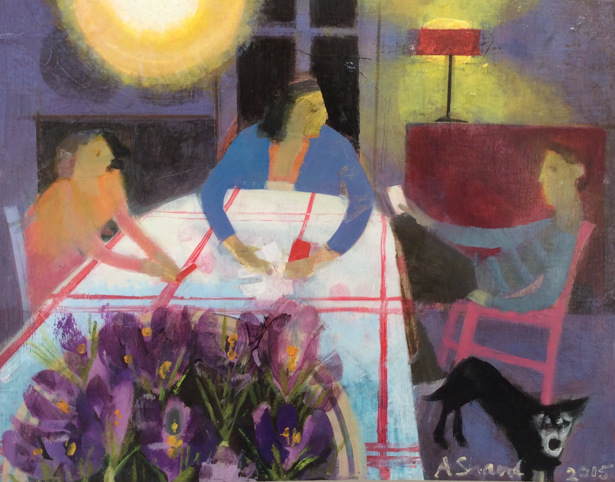 At The Kitchen Table 60x53cm oil on board sold