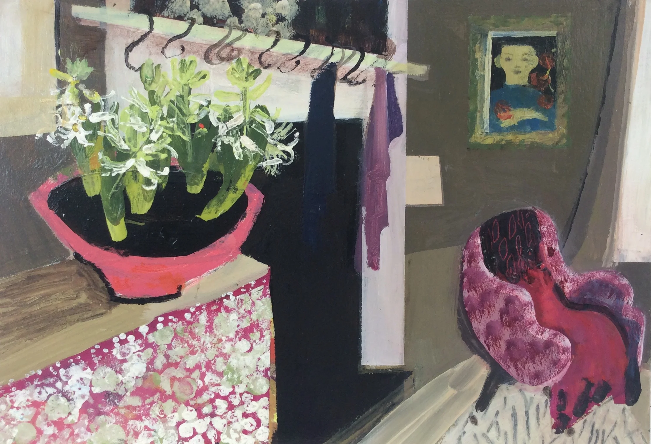 The Bowl of Hyacinths 52x60cm mixed media sold