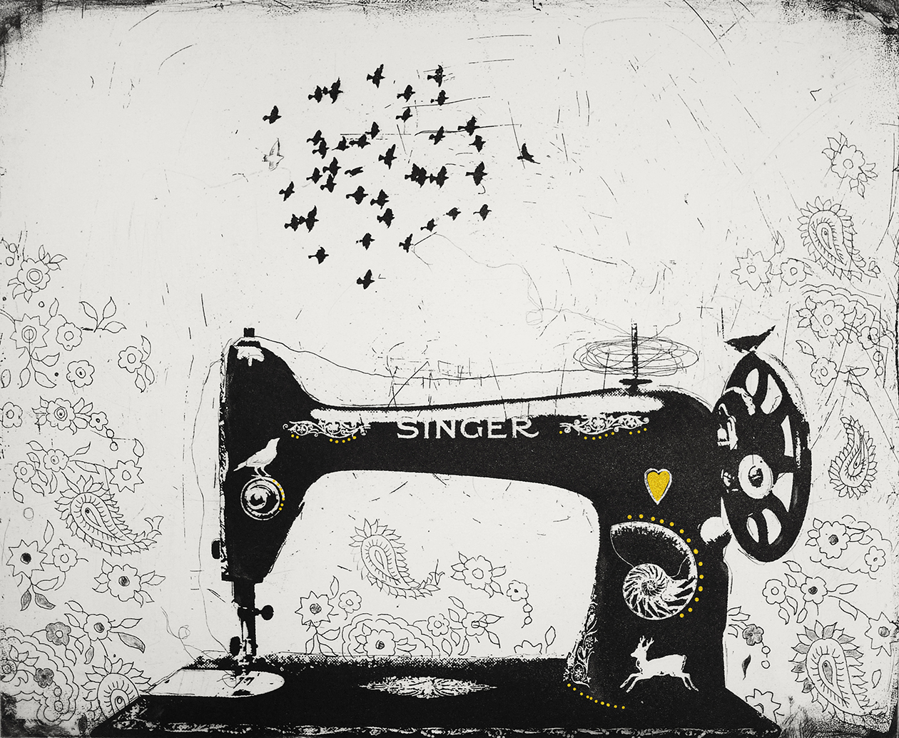 The Singer and the Song etching and gold leaf 57 x 51 cm £350 (unframed)