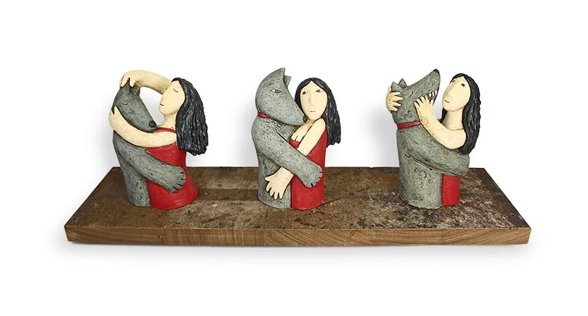All the better to.... hand built clay and reclaimed wood 76 x 28cm £1,200