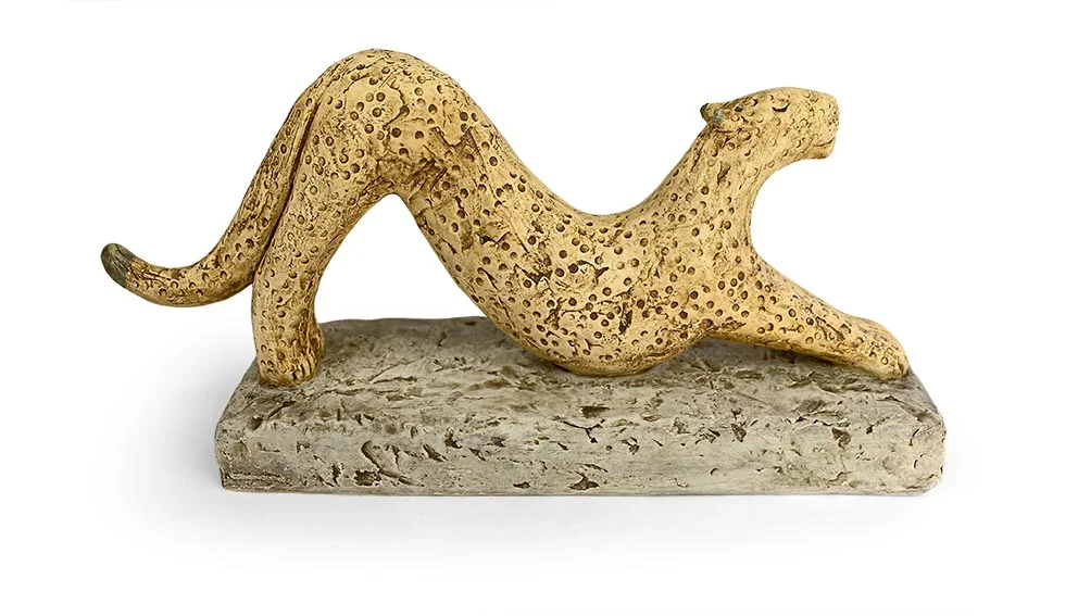 Stretching leopard hand built clay 16 x 32cm £295