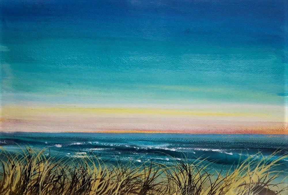 Last Light Holkham 61 x 50cm acrylic on paper SOLD