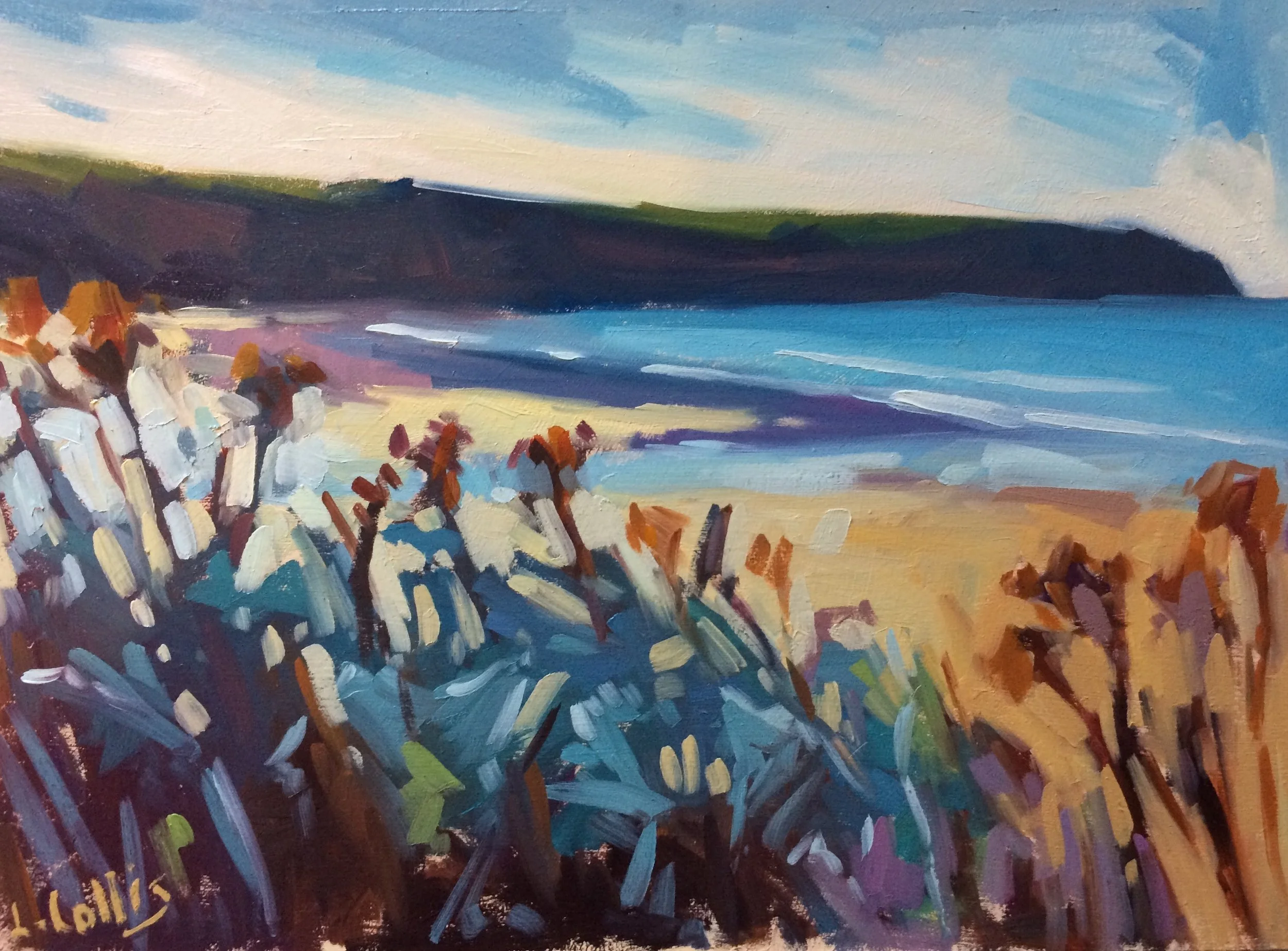 Winter Foliage and Headland oil on board 21cm X 17cm image size sold