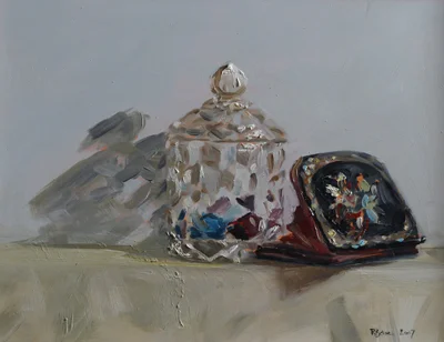 Jam Jar and Purse oil on gesso panel 18 x 24 £525