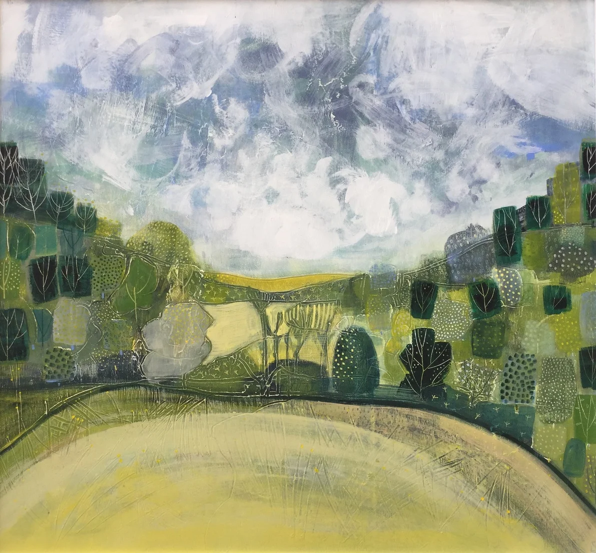 Homage to Bruce Chatwin England's' Green Bowl Acrylic on Gesso on Board 74 x 77 cm sold