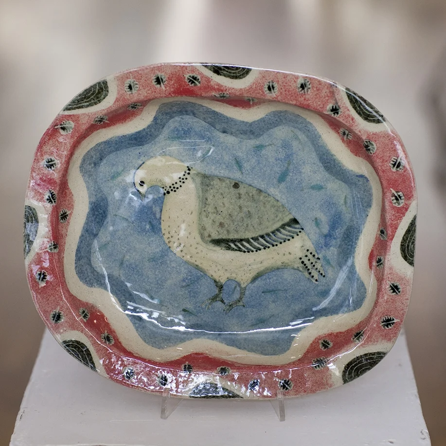Blue Crested Pigeon Dish ceramic 4cm x 29cm sold