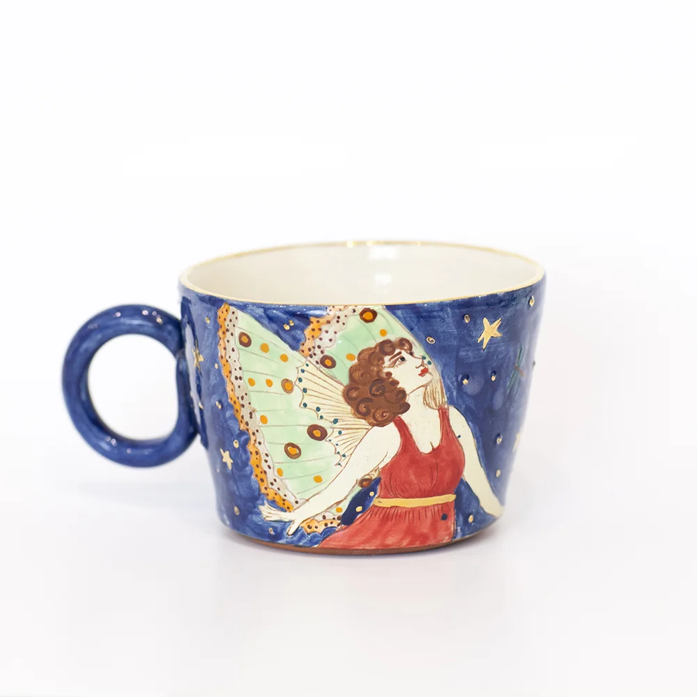 Lady of the Moon with Moths cup cermaic 6cm x 7cm sold