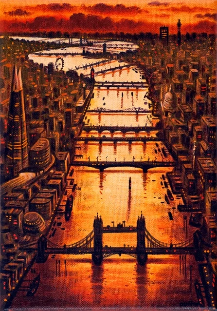 Thames Bridges East - Spring Oil 21 x 15 cm £495