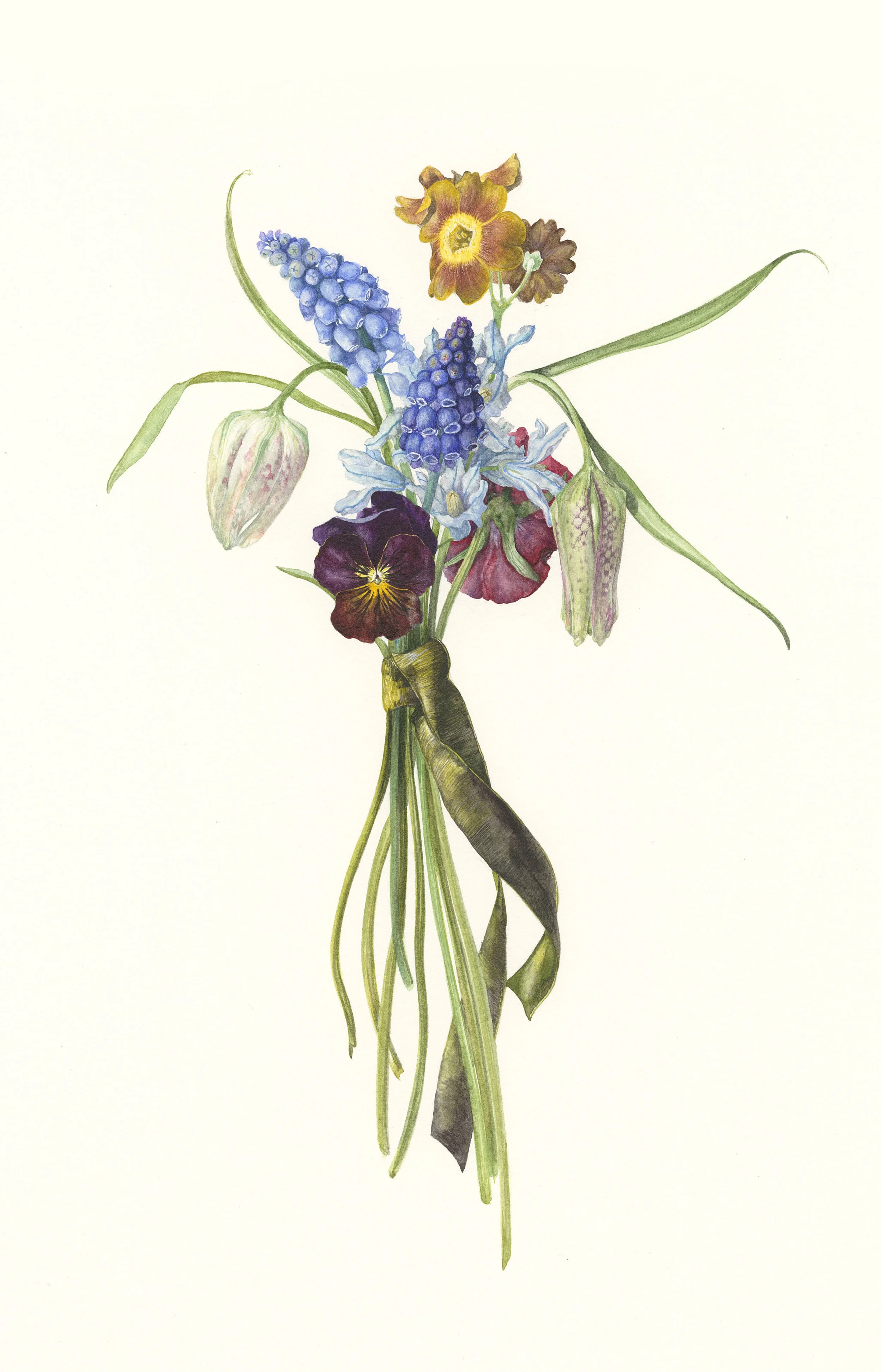 Spring Posy II watercolour on paper 23 x 35 cm image 36 x 59 cm framed SOLD