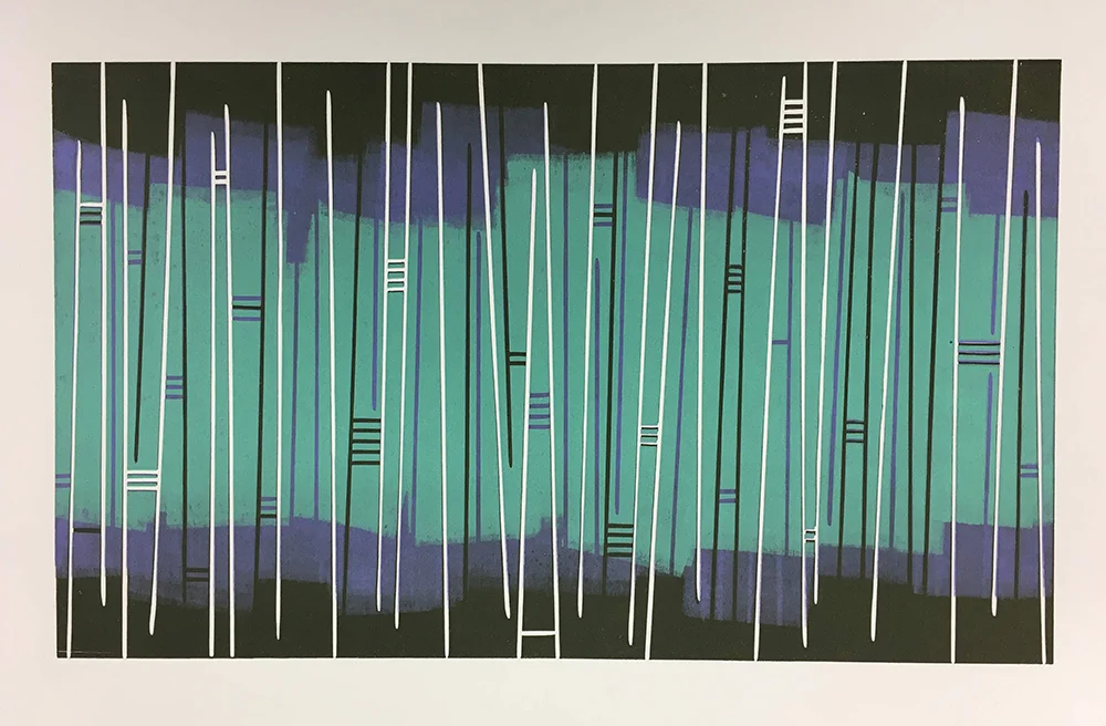 Ladders Reduction linocut and monoprint 35 x 25 cm £120
