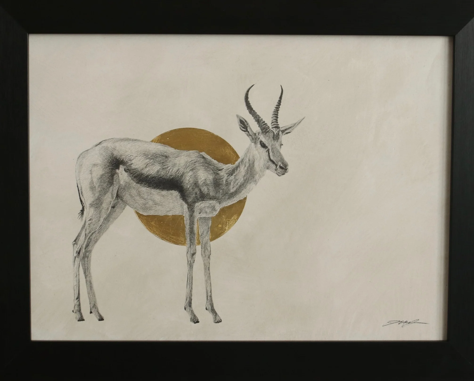 Impala I Graphite on panel with 24crt gold leaf 31 x 41cm £750