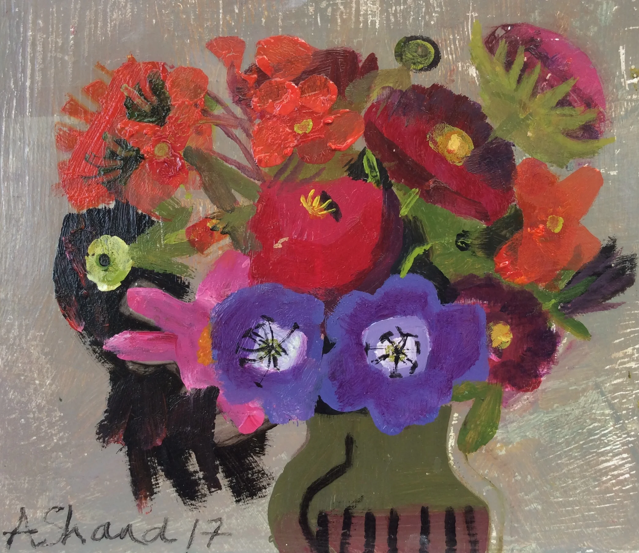 Late Summer Posy Oil on board with Dutch metal 24x27cm £295