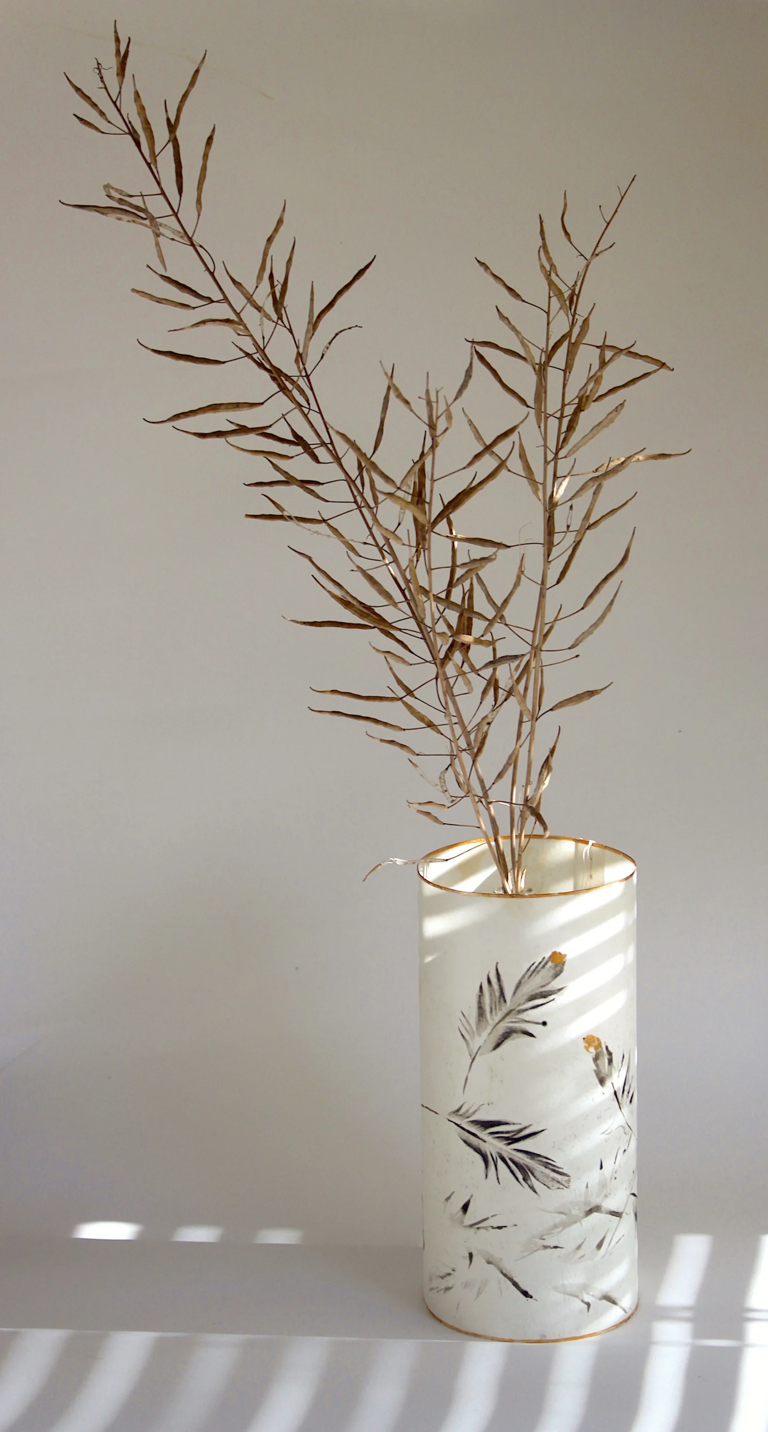 Feather Vase Ink and Paper height 20cm