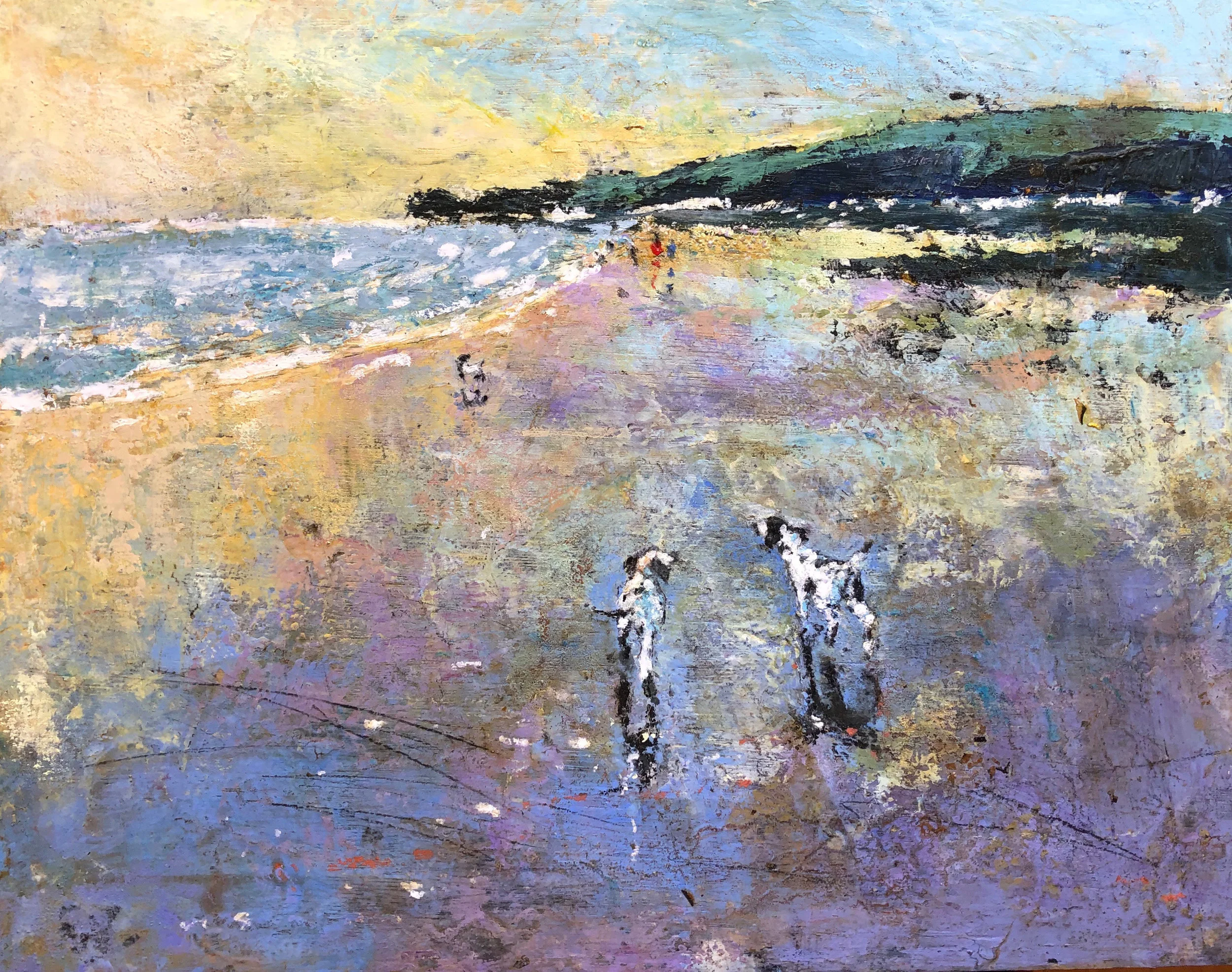 Friends Walking oil based mixed media 62x56cm sold