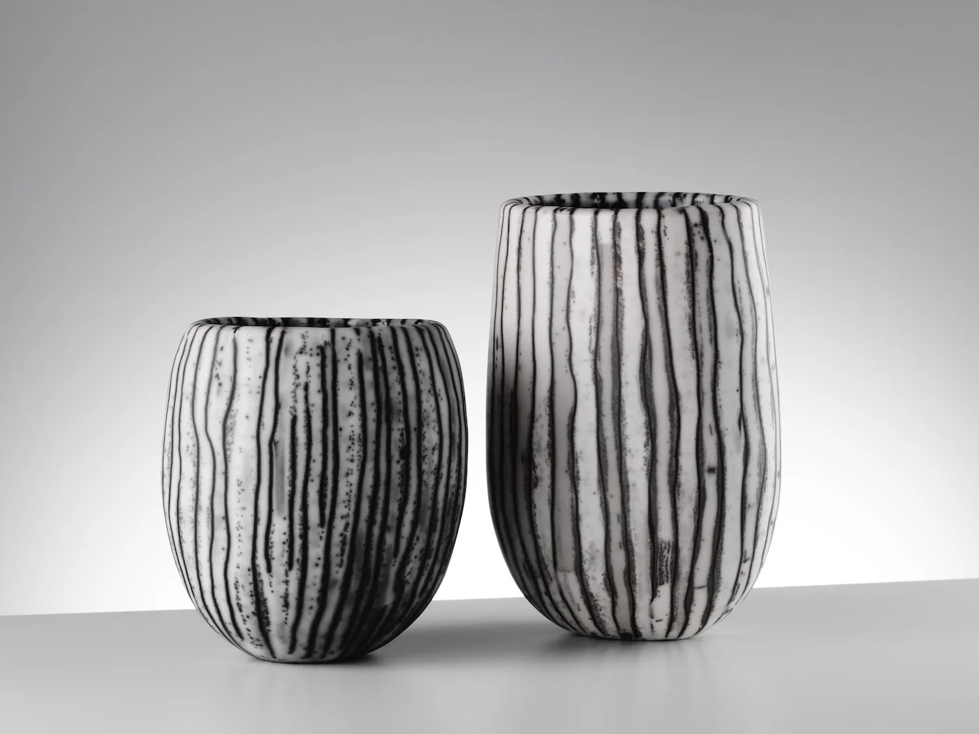 Vertical Stripe Vessels Medium Small & Small 17 cm H x 13 cm W / 23 cm H x 14 cm W £195 and £295