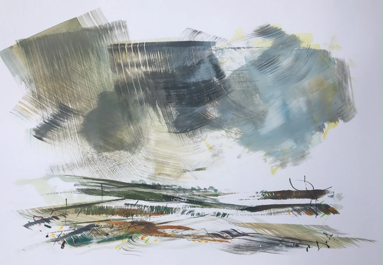 The Vineyard in Winter Monotype with Mixed Media 70 x 50 cms £220 unframed