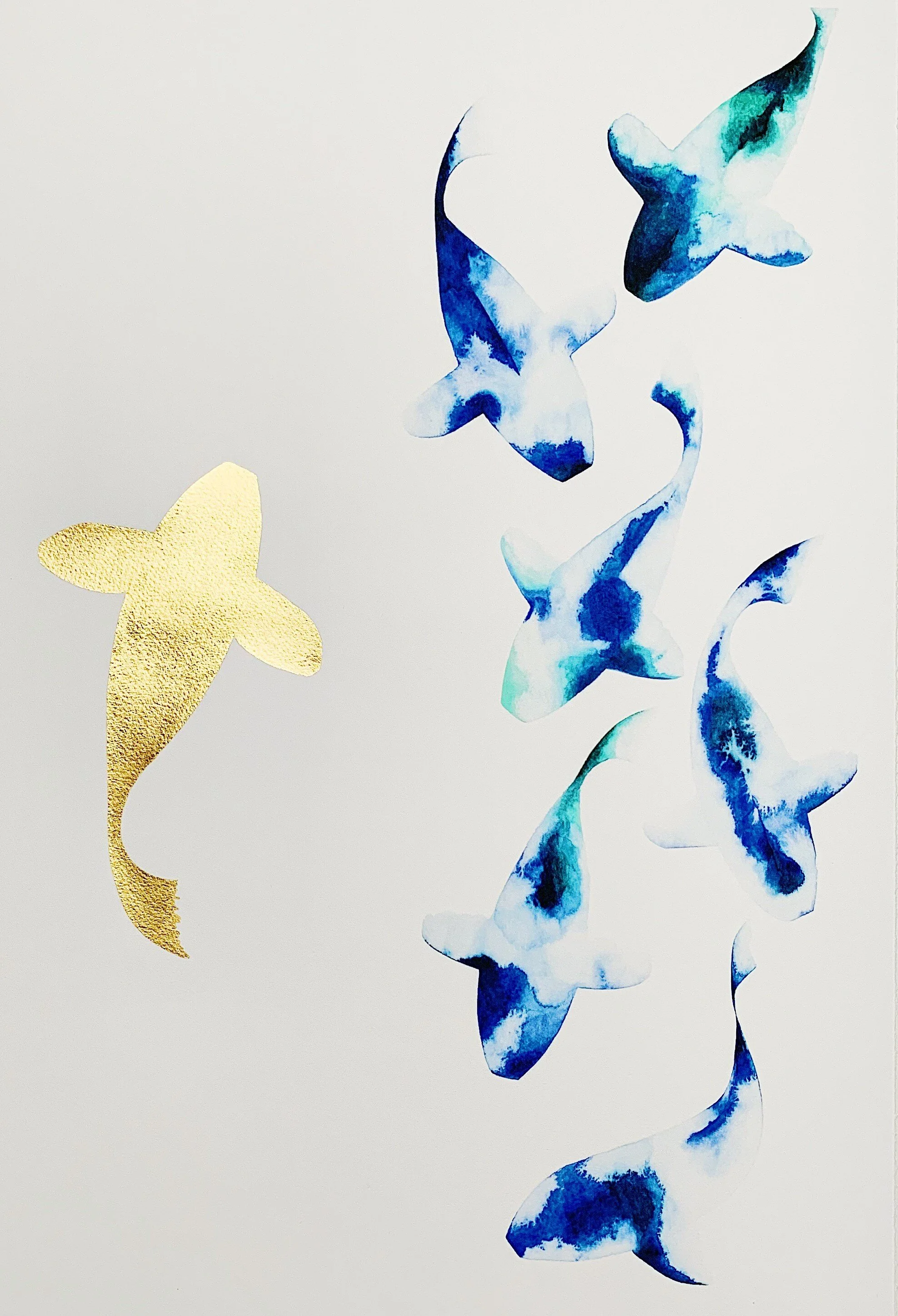 Ahead of the Crowd watercolour and gold leaf 61 x 78 cm £595 (framed)