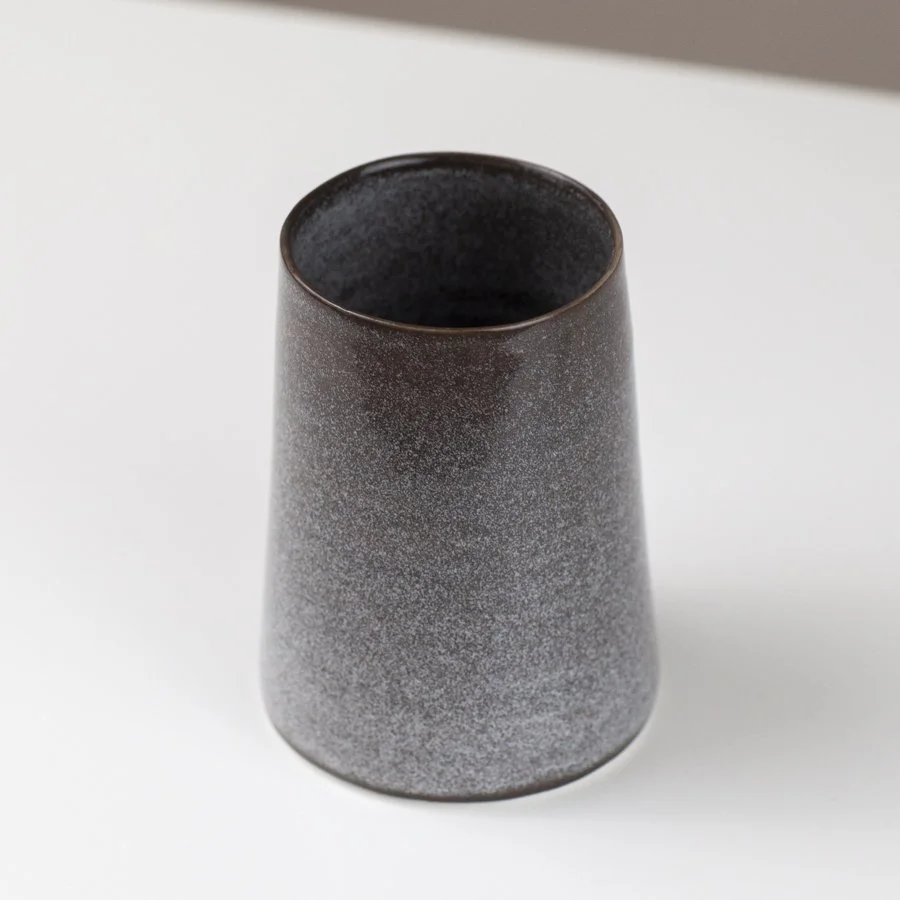 Scorched Black and White Small Shallow Vessel with Dimpled Stone by ...