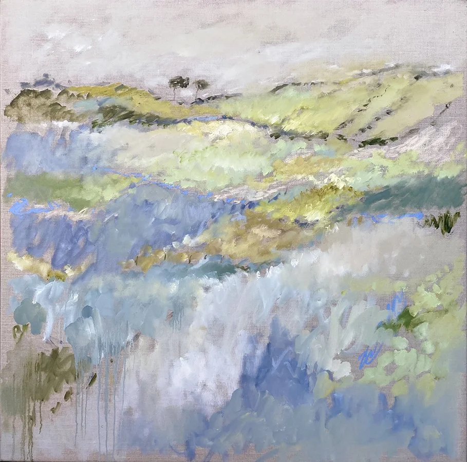 Through The bluebells, 100 x 100 cm, oil and oil stick on linen, £1950.jpg