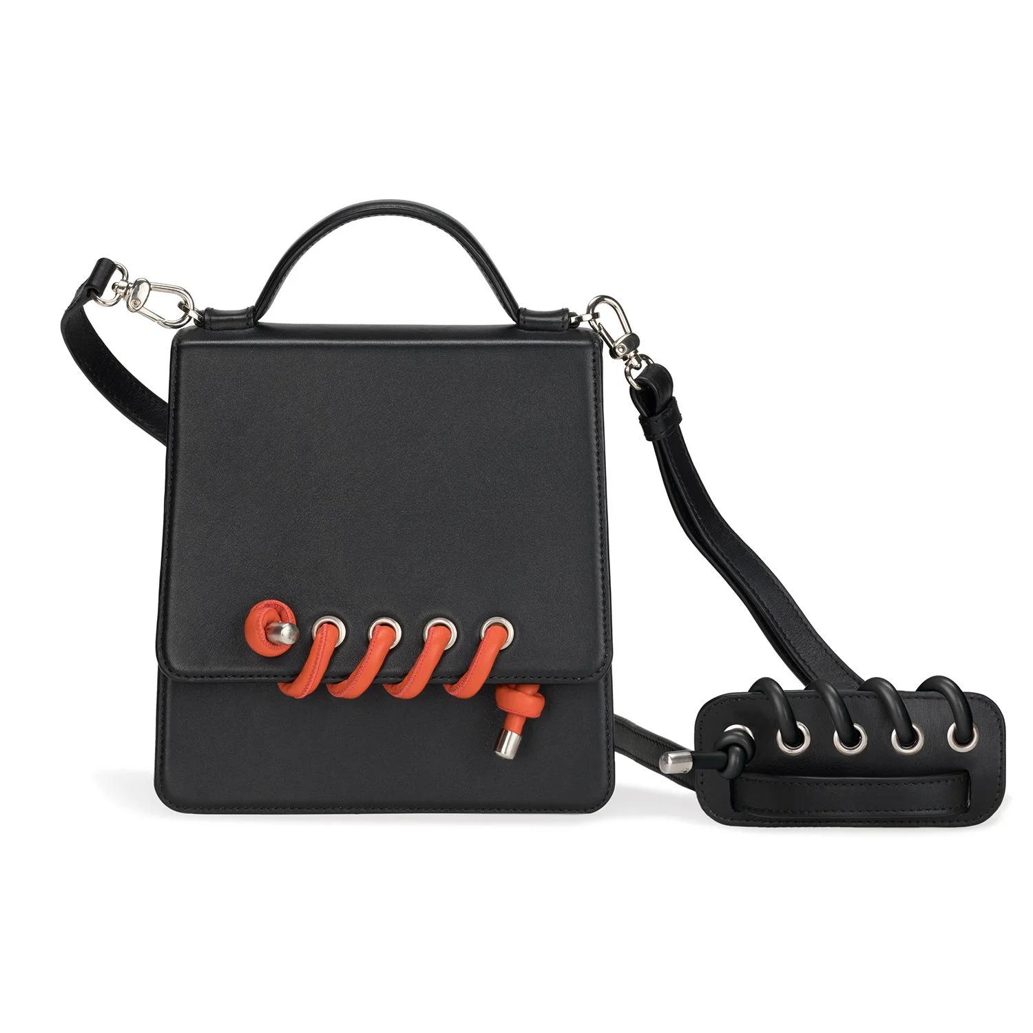 Body Spiral Colour: Orange Leather. Strap Spiral Colour: Black Silicone.