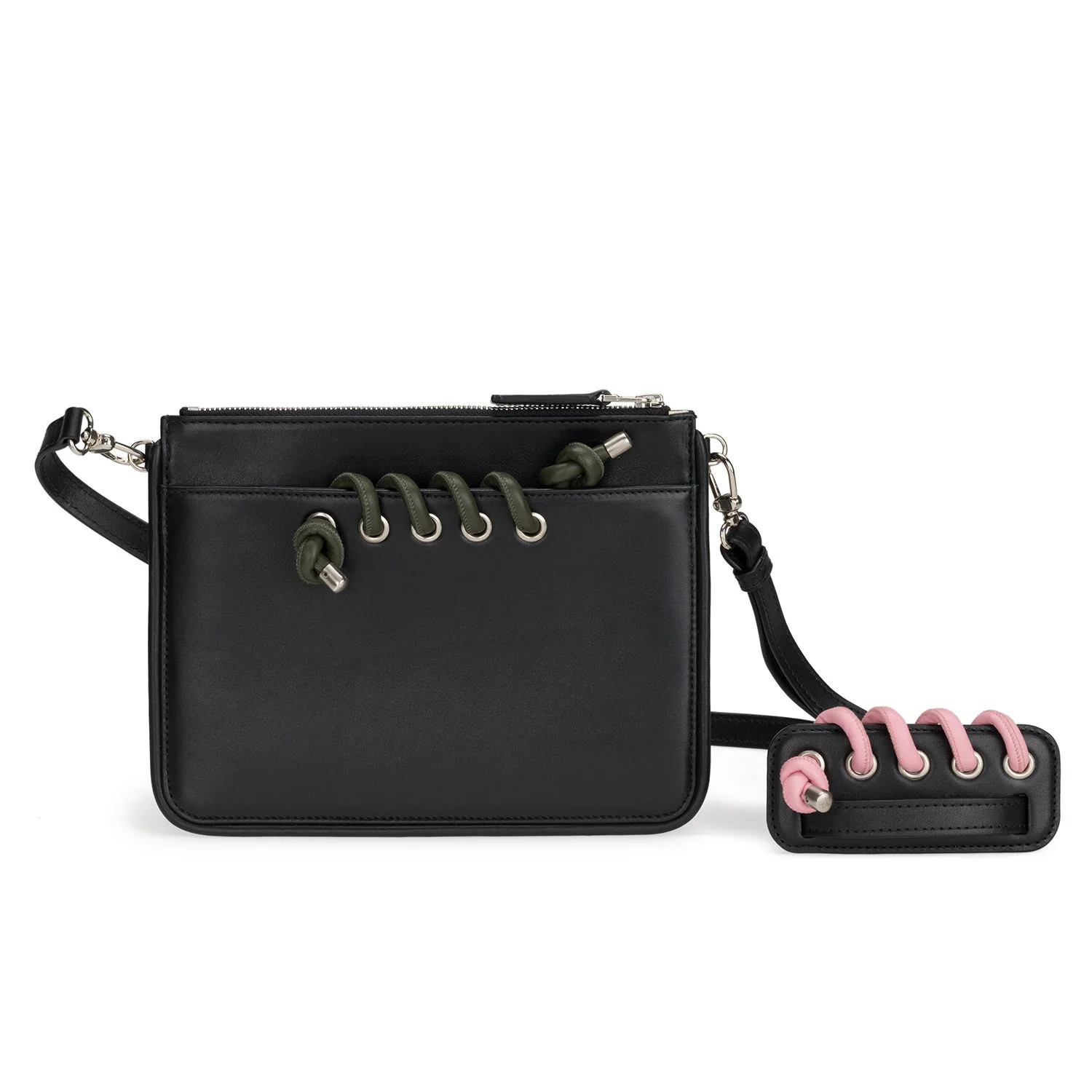Body Spiral Colour: Dark Green Leather. Strap Spiral Colour: Pink Leather.