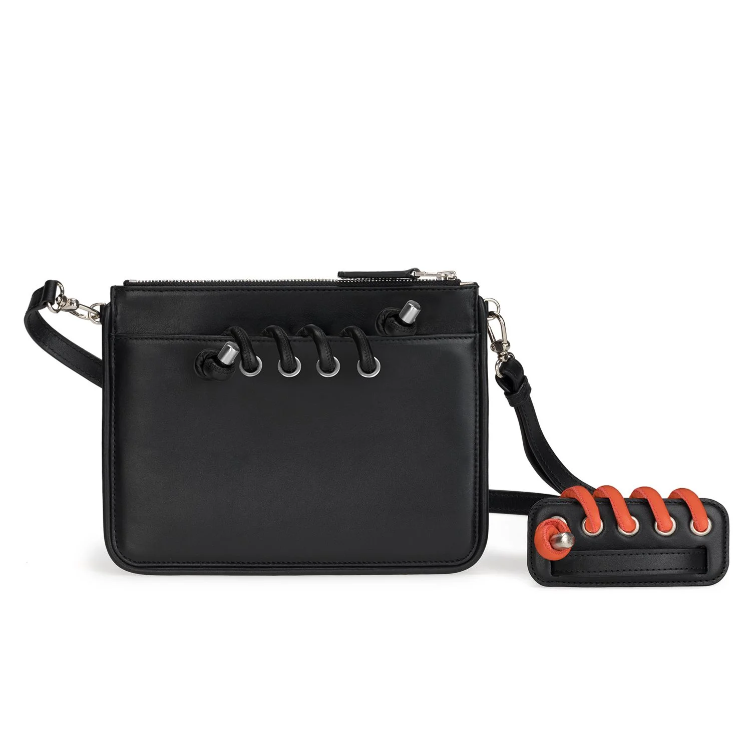 Body Spiral Colour: Black Leather. Strap Spiral Colour: Orange Leather.