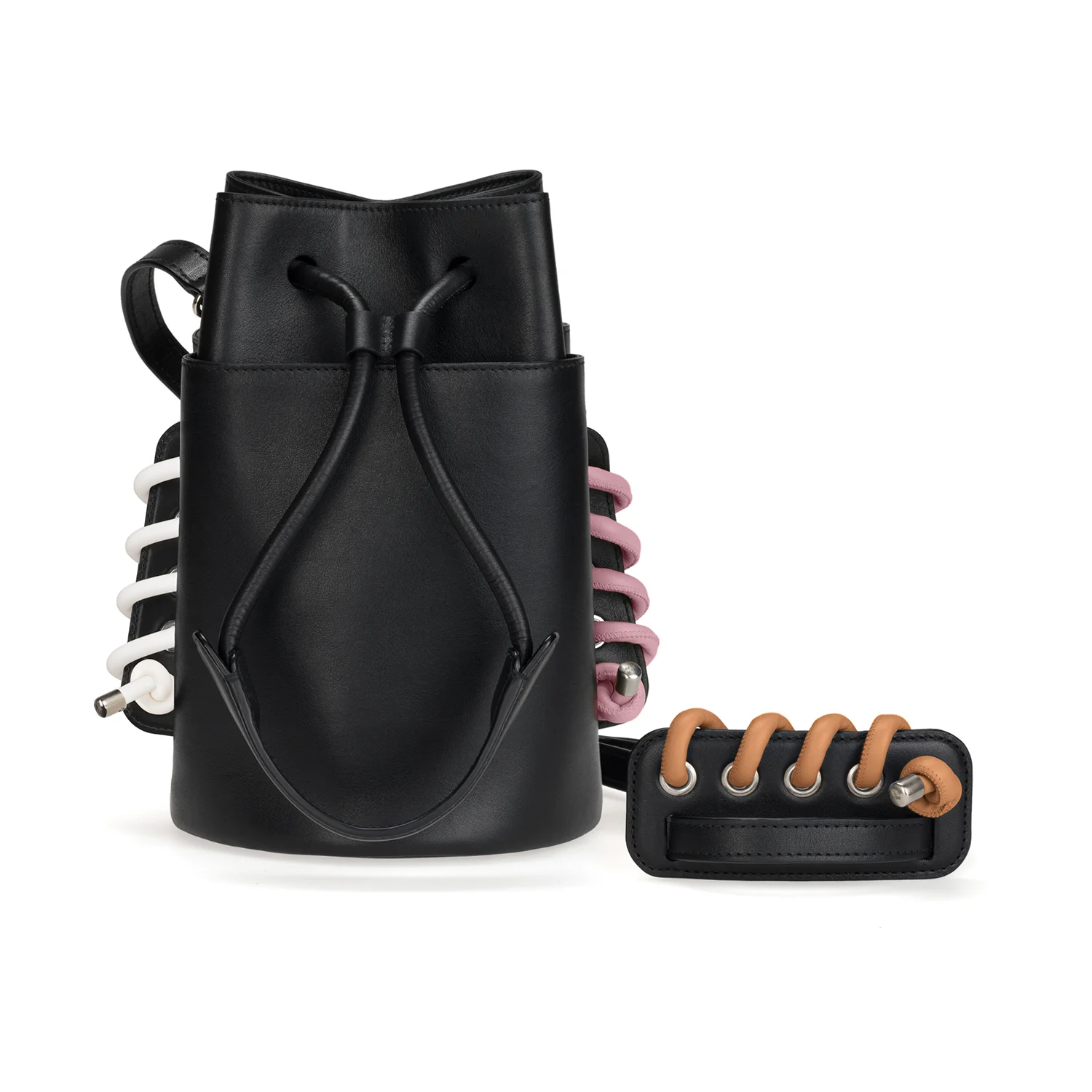 Body Spiral A Colour: White Silicone. Body Spiral B Colour: Pink Leather. Strap Spiral Colour: Brown Leather.