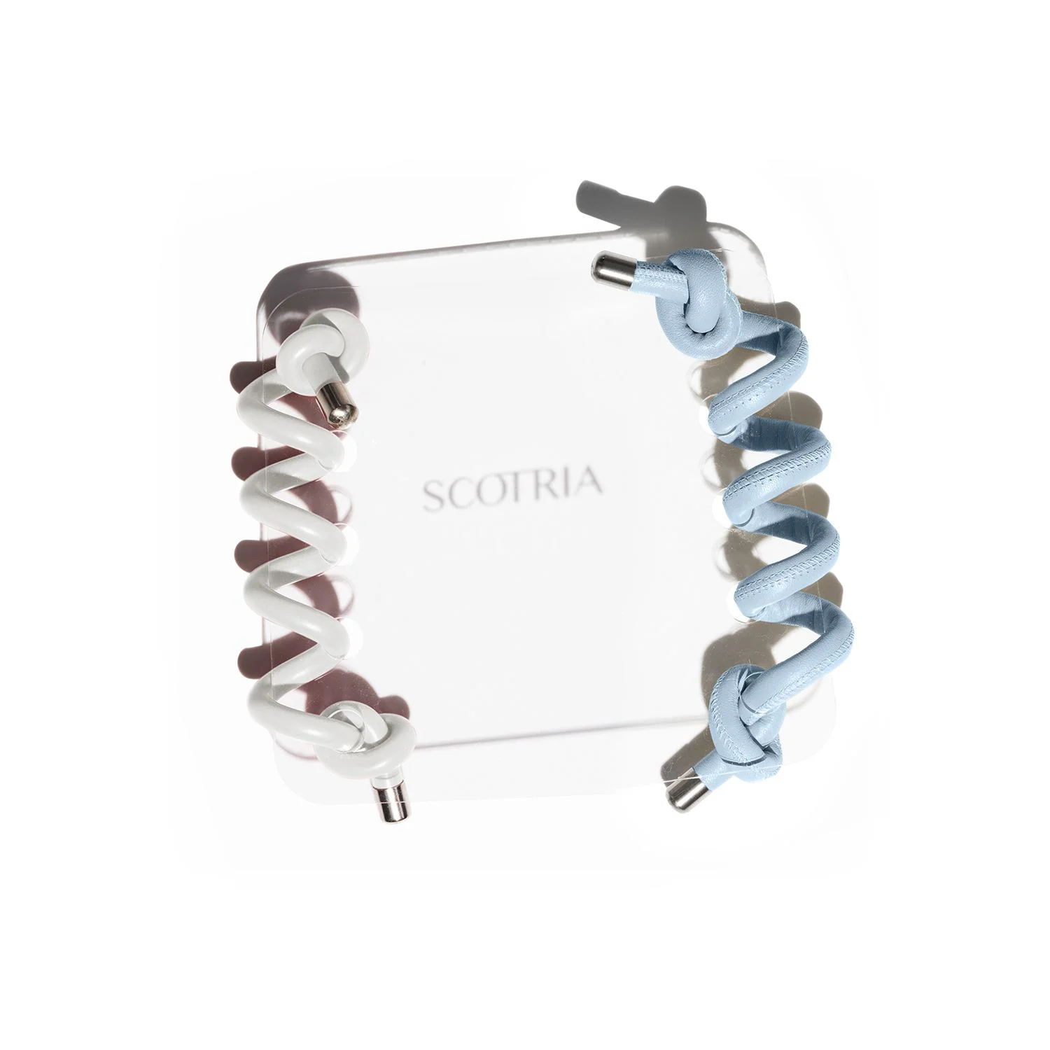 Spiral 1 Colour: Transparent Silicone. Spiral 2 Colour: Arctic Leather.