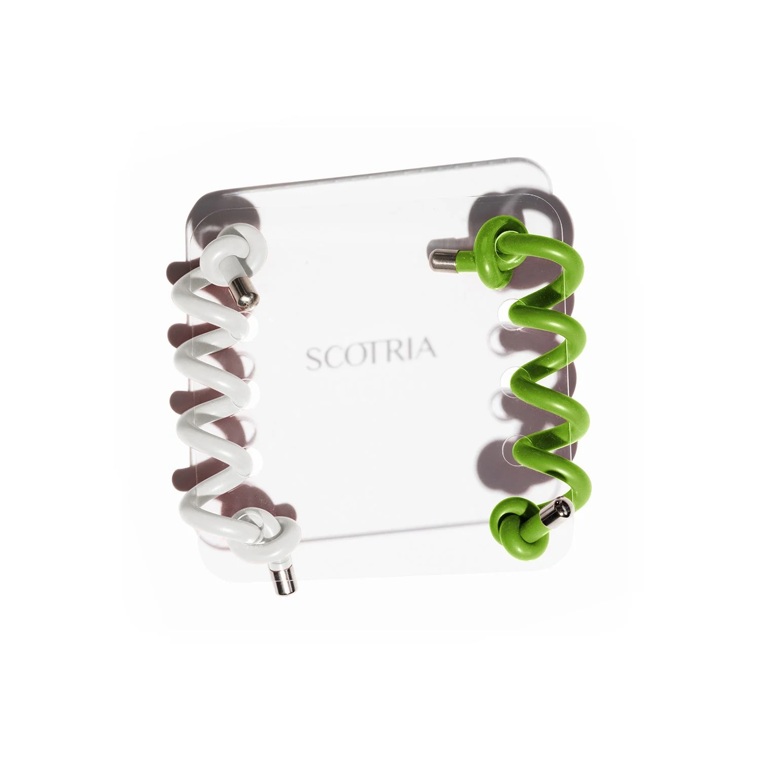 Spiral 1 Colour: Transparent Silicone. Spiral 2 Colour: Lime Silicone.