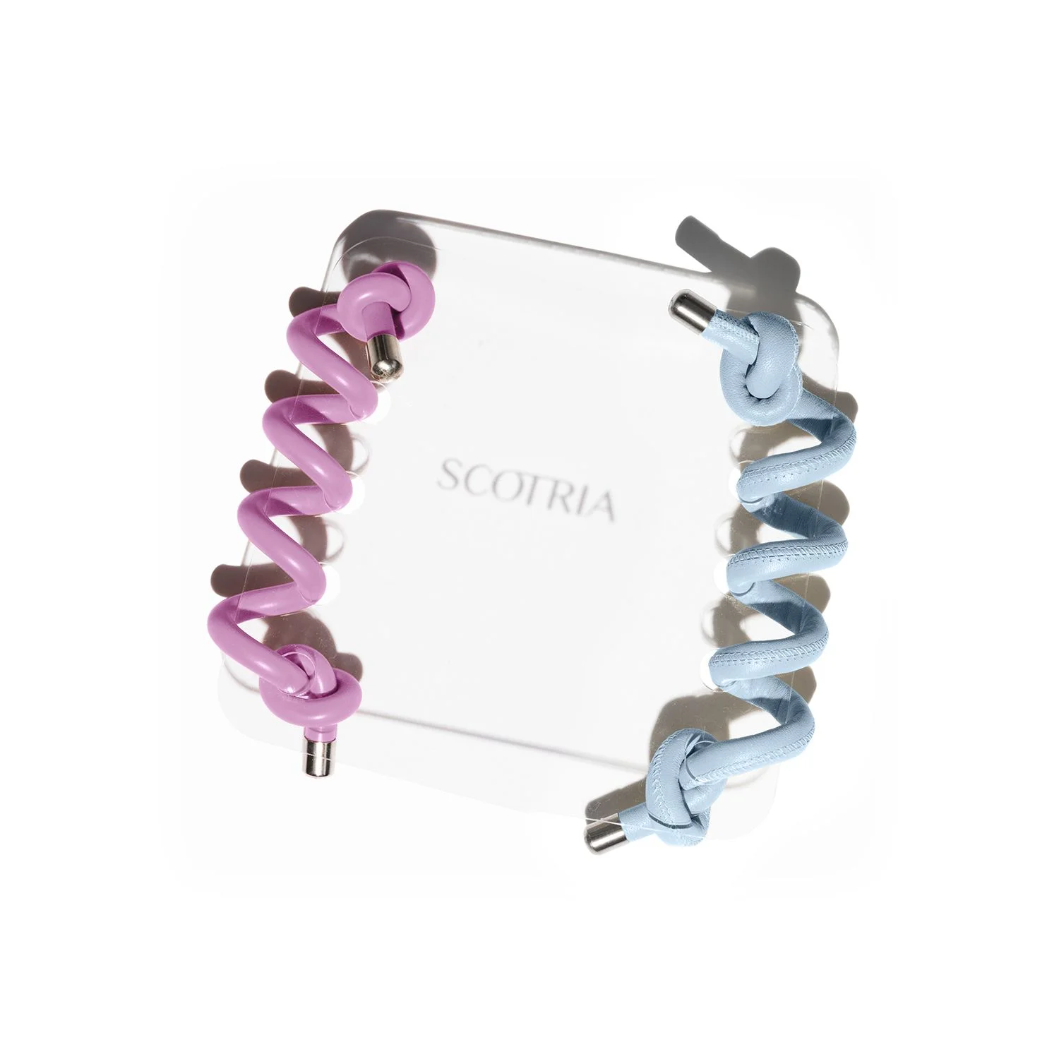 Spiral 1 Colour: Orchid Silicone. Spiral 2 Colour: Arctic Leather.