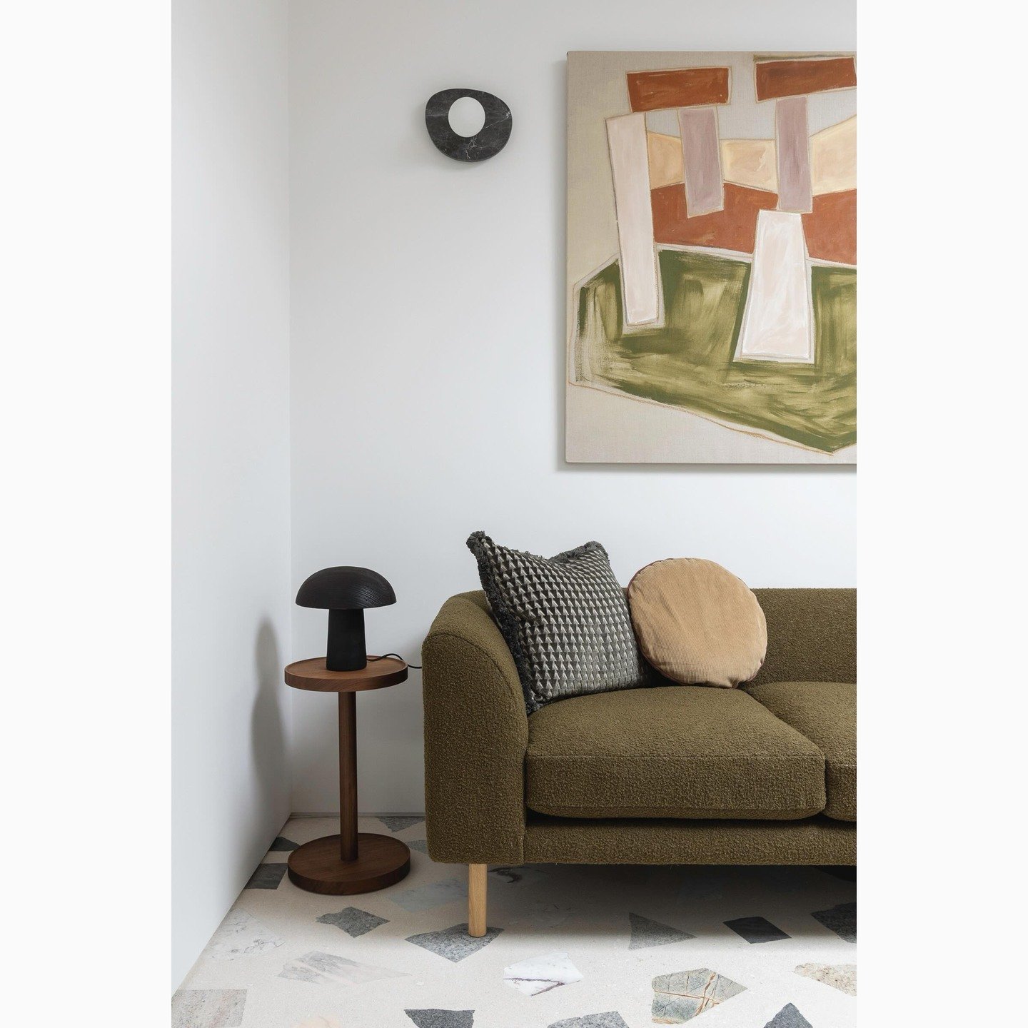 G A R D E N  R O O M

The first shot of the garden adjacent living space in 
The Gardener&rsquo;s House.

The Palladiana floor was made utilising marble off cuts otherwise bound for landfill with hand poured terrazzo in the negative space.

Art: @adr