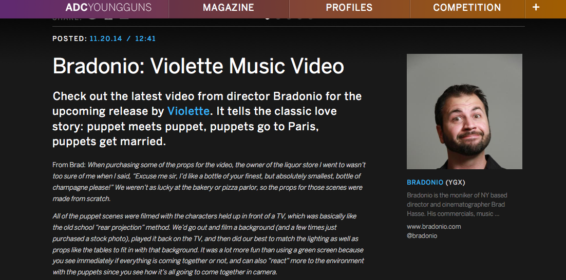 Bradonio: Violette Music Video