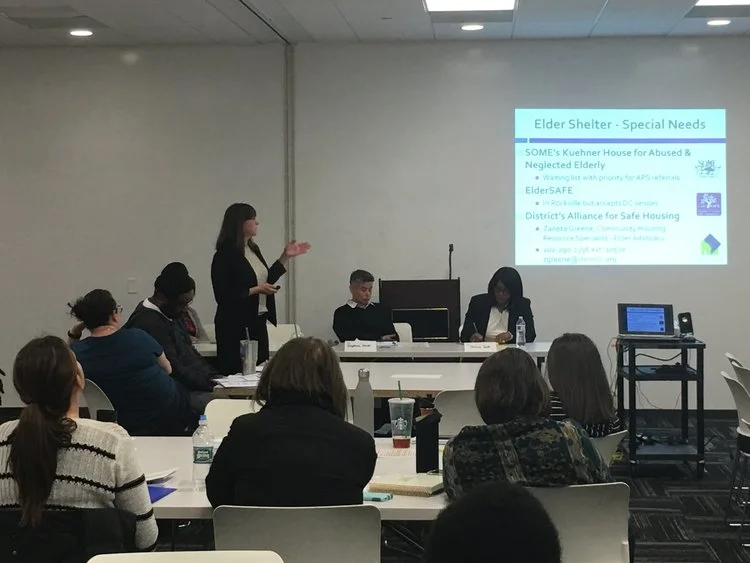 Merry O'Brien training how to help elder adults during mass disasters on March 1, 2018.