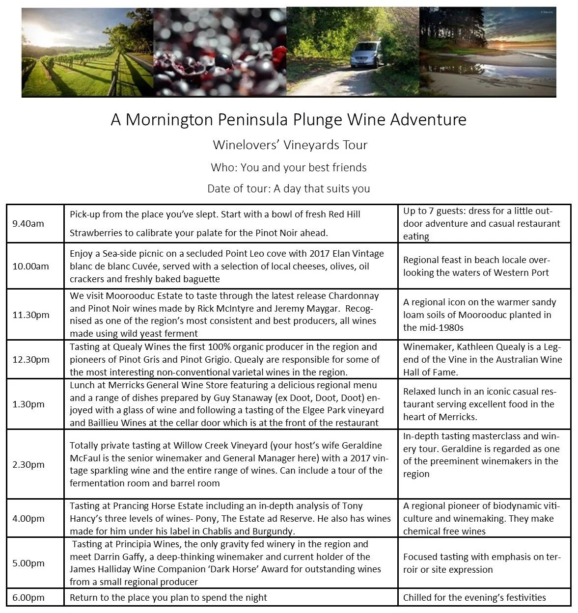 Mornington Peninsula Wine Tours private small groups