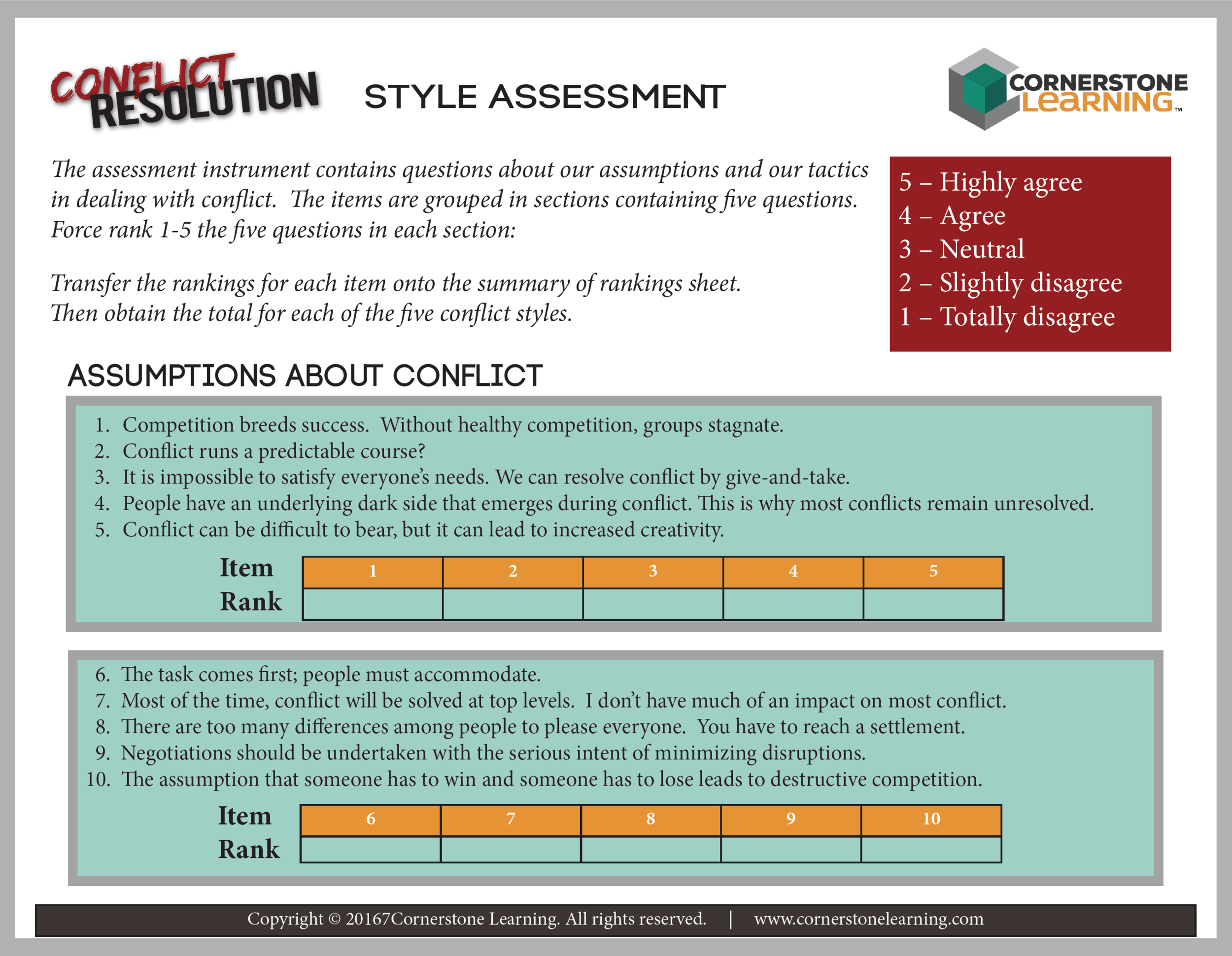 Conflict Resolution Worksheet