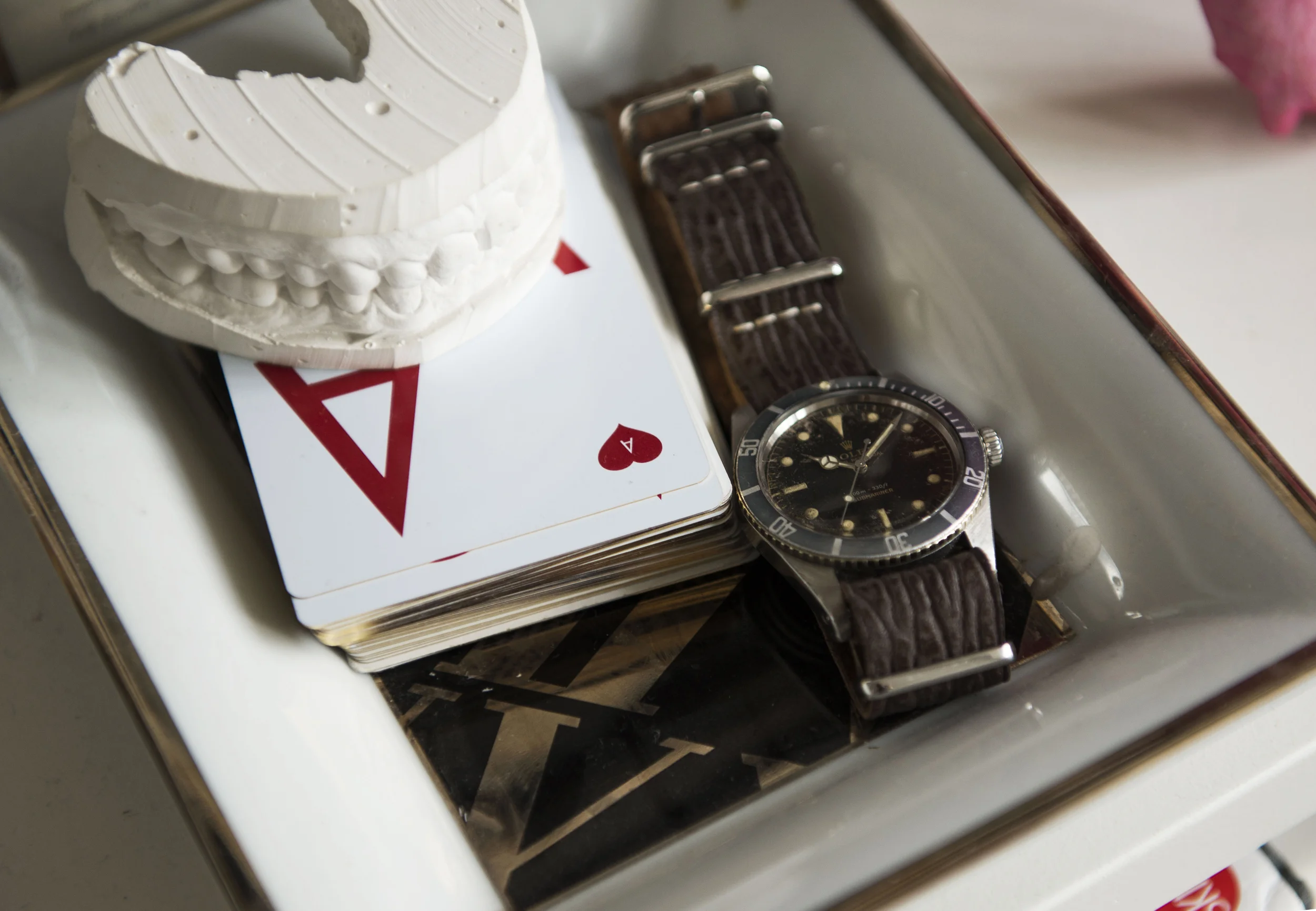 "One of the most recognisable watches in the world , the Rolex Submariner. This reference 5508 from 1962 has a case size of 37mm, which by today's standard is considered to be quite small, but not too small for James Bond in the 1960s, and not too small for me today," he tells us.