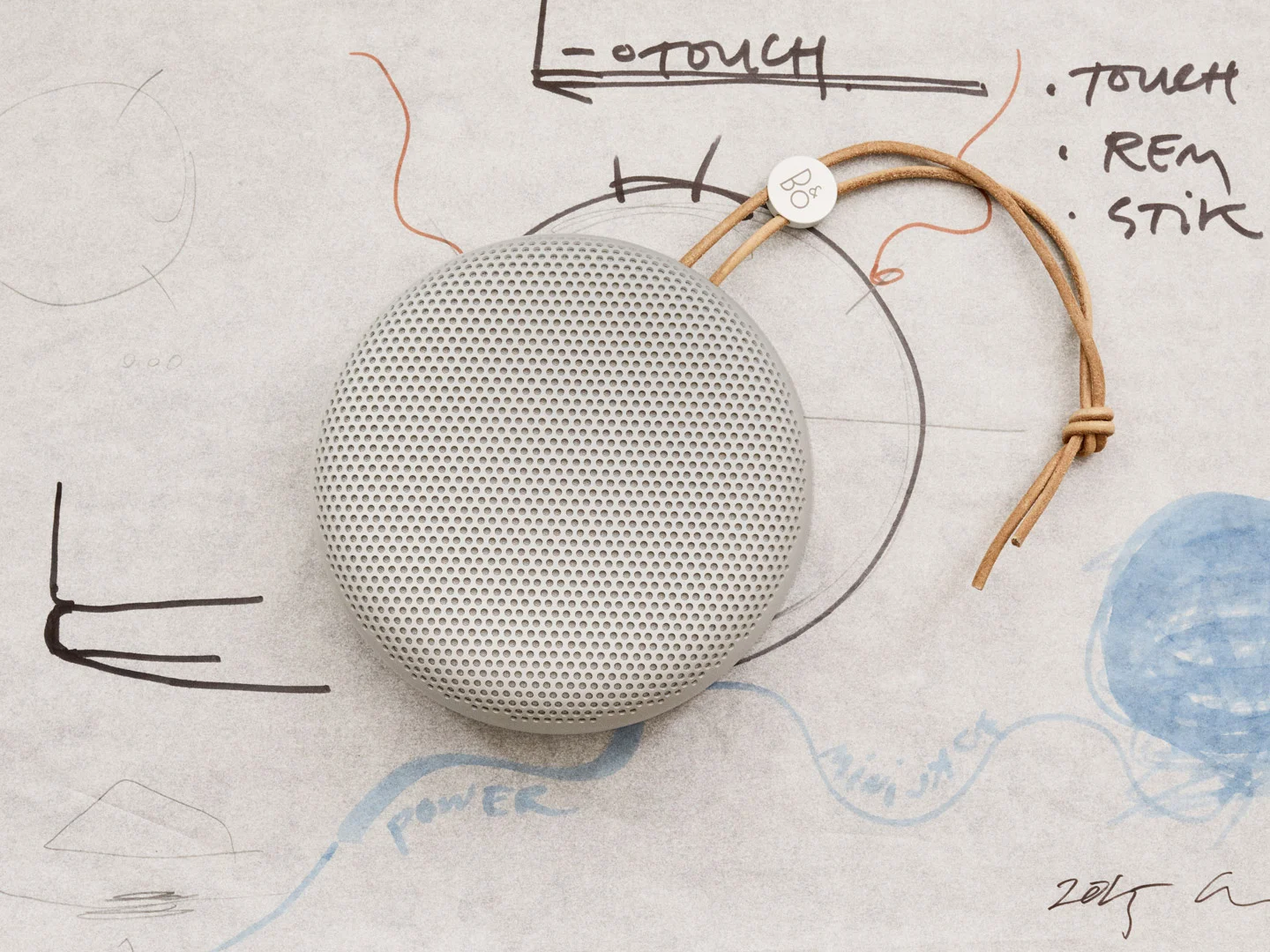 Before and after: Beoplay A1 in situ with Manz's preparatory sketches