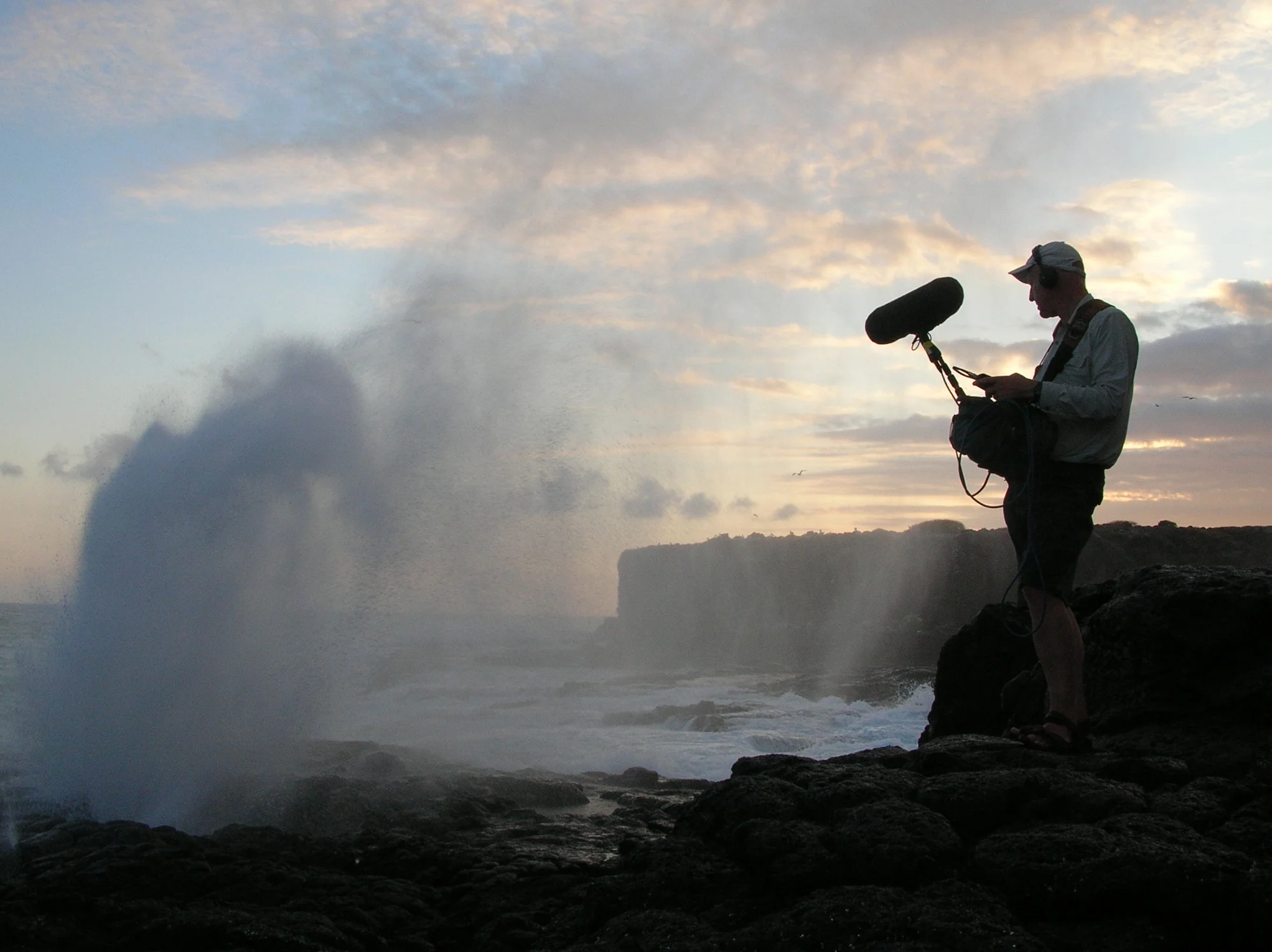 Diamond geyser: Watson on assignment recording the sounds of an erupting geyser.