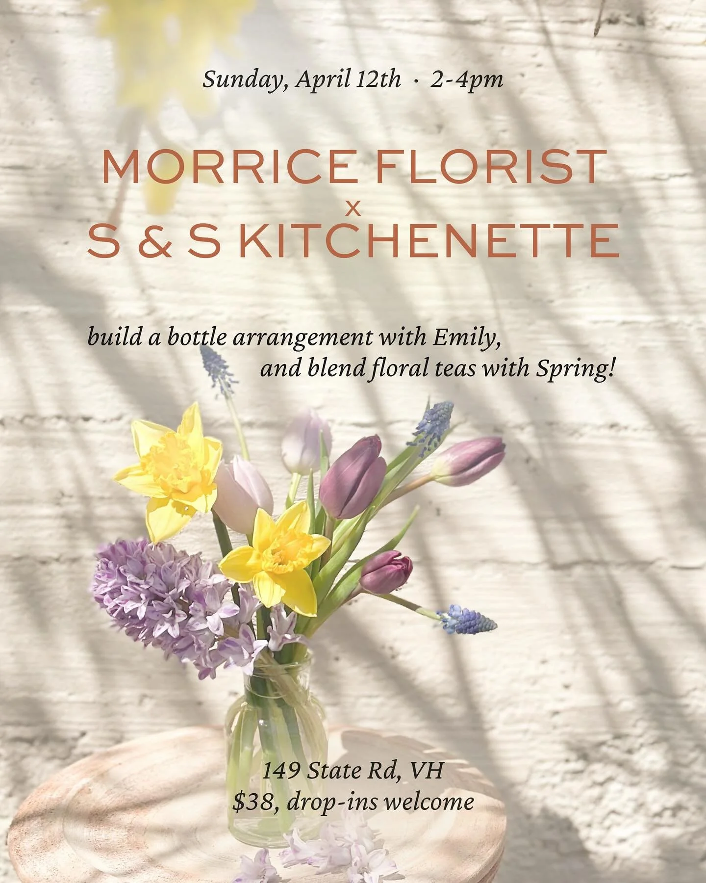 Now in the green house at the flower shop! Stop by for some flowering and tea blending with me and Spring! Between 2-4 on SUNDAY! @sskitchenettemv @springliketheseason_