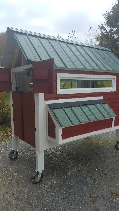 The chicken coop, while under construction.