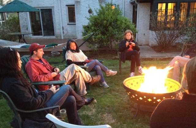 Writing by day, storytelling by firelight at night.