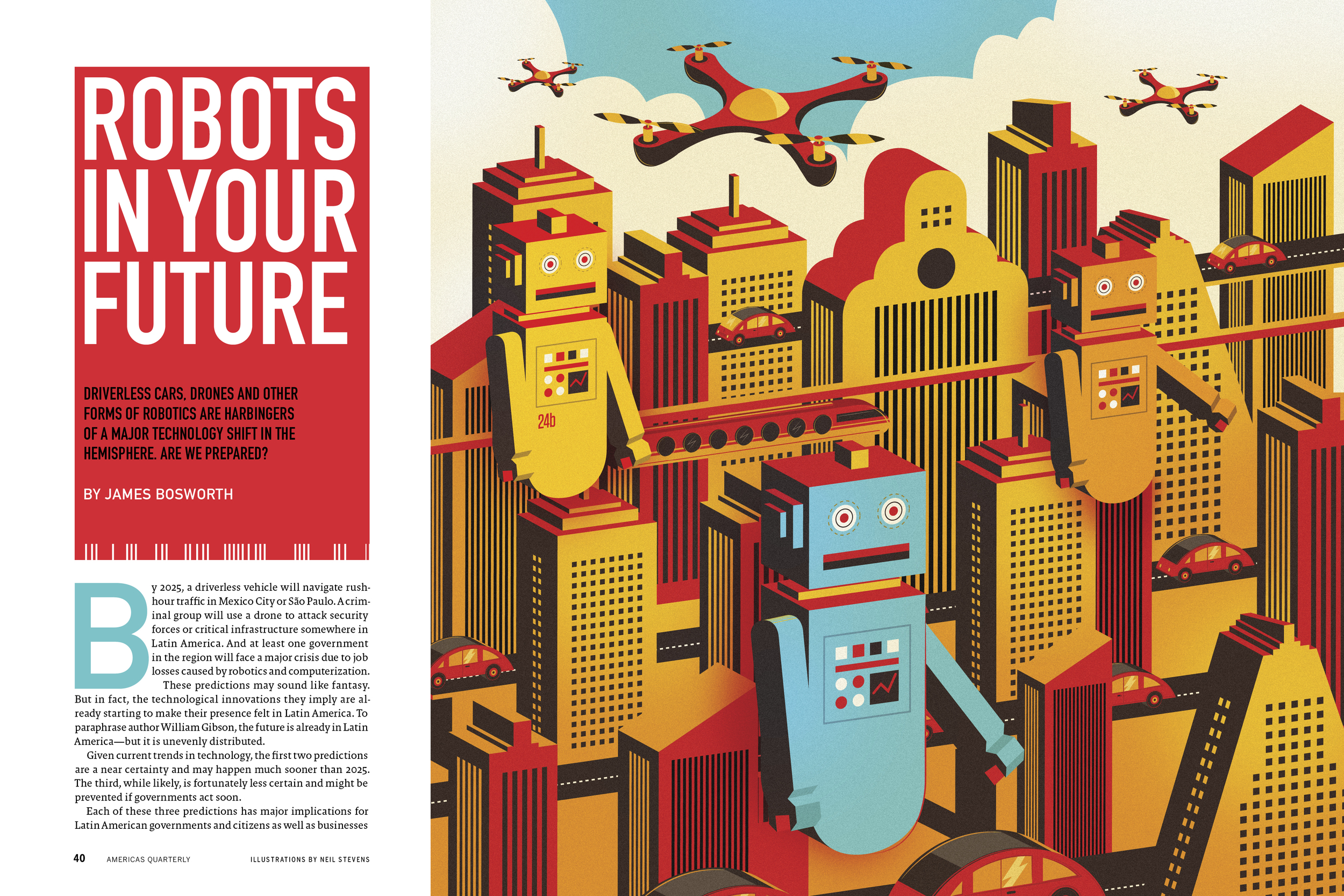 Robot Illustration, AQ Magazine