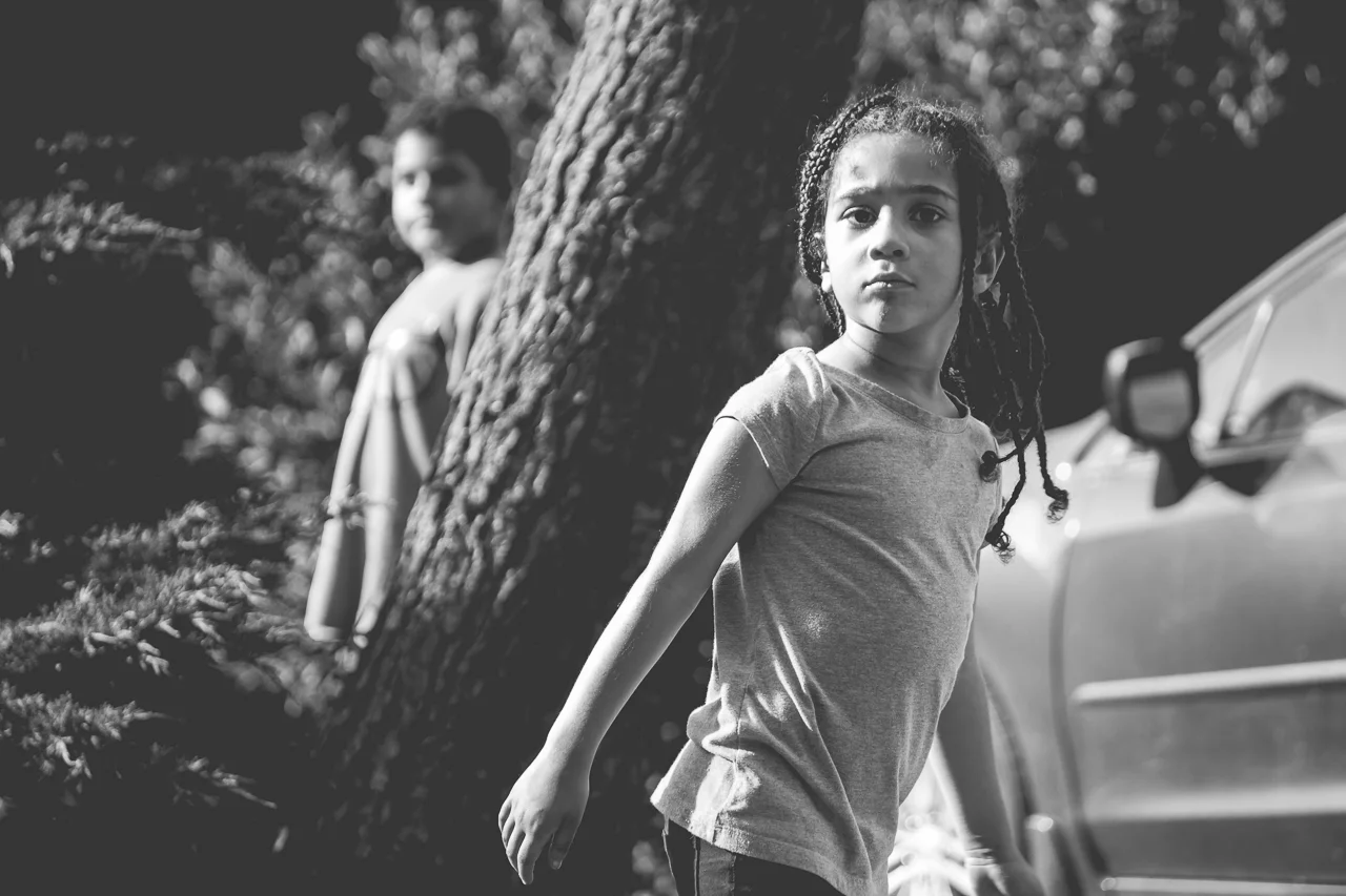 New Jersey Family Photographer - sibling photography - black and white photo of boy and girl