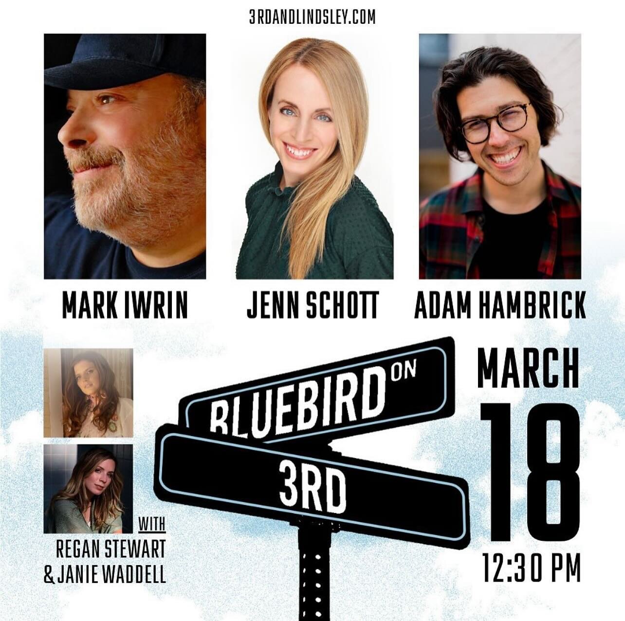 March 18th- playing @bluebirdcafetn at @3rdandlindsley. Gonna be a good morning! Come out and have lunch with us while we play you some songs. 💙