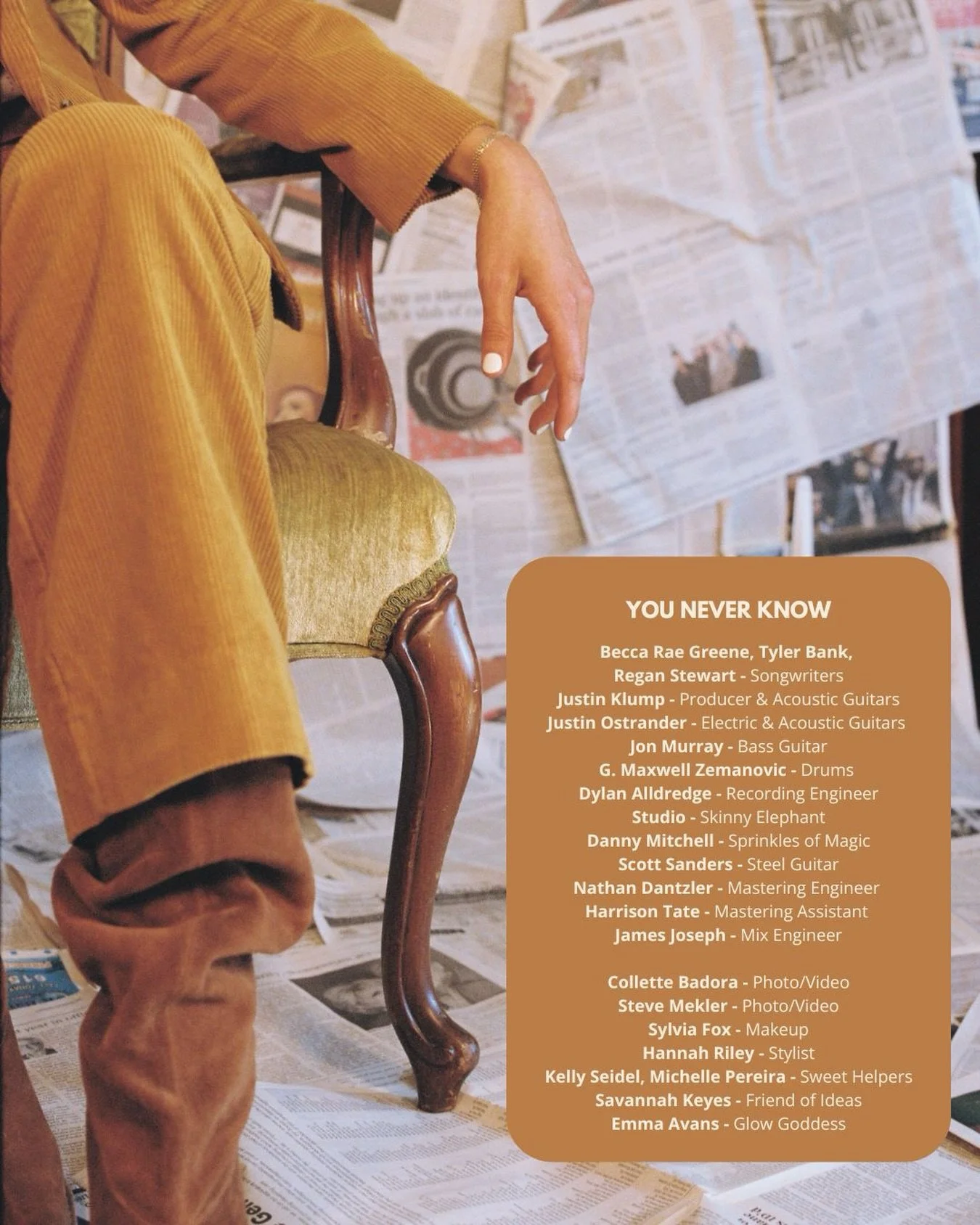 the village that helped bring &ldquo;You Never Know&rdquo; to life from an idea to your speakers and screens. ✨

obsessed with all of them. 🧡