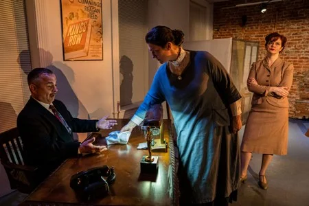 Rebecca Ellis as Ida Lupino. Aubri O'Connor as Gwen John. Matty Griffiths as Jack Warner. All Photos by Tony Hitchcock Photography