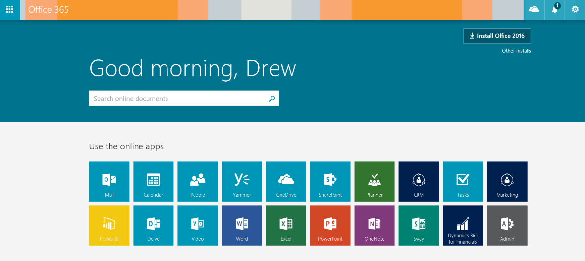 The Office 365 Dashboard - Home to Dynamics 365