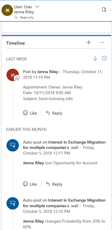 Dynamics 365 data for a given user is available within Outlook at the click of a button with the Dynamics 365 Outlook App.